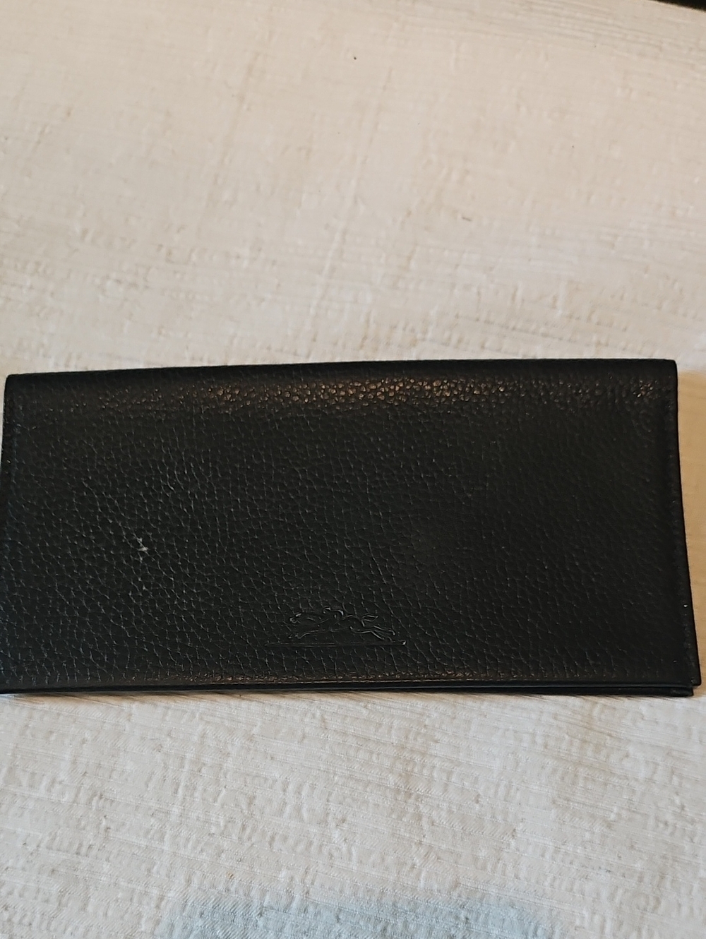 Longchamp Checkbook Cover Pebbled Leather Black